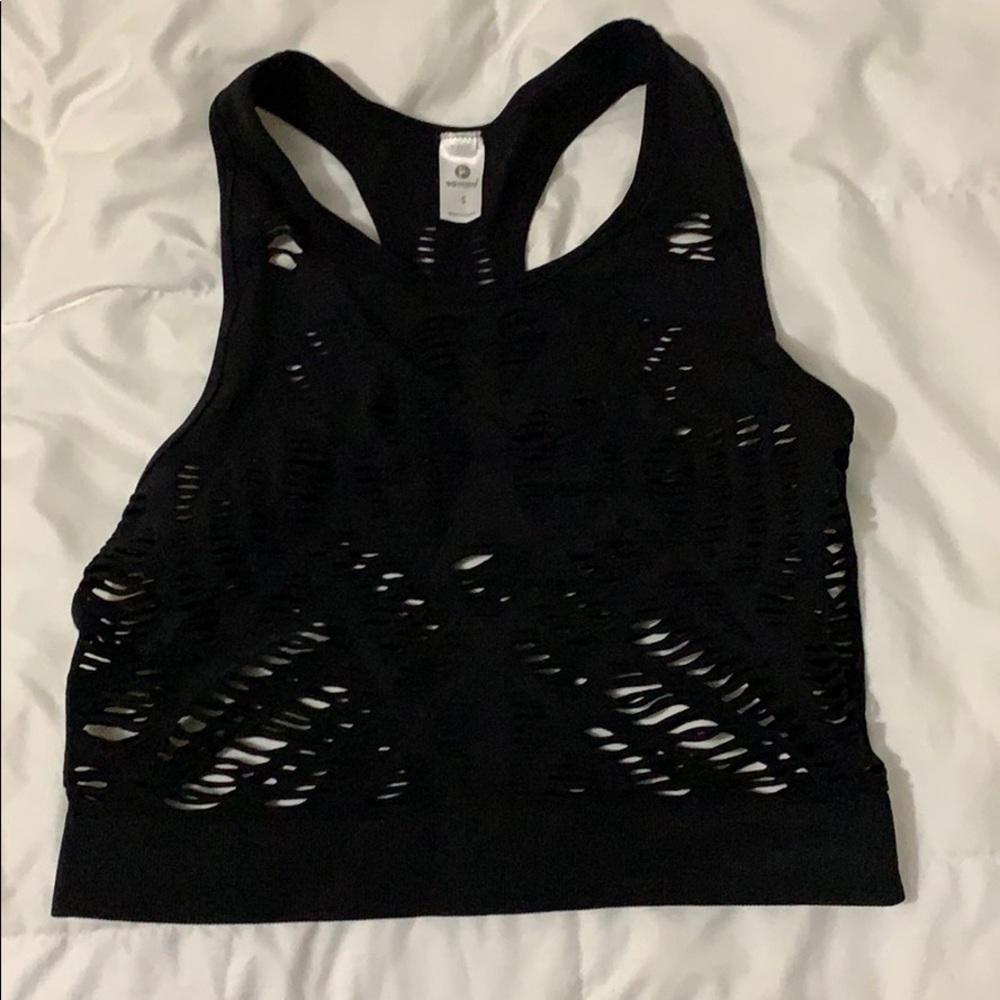 Black distressed workout tank